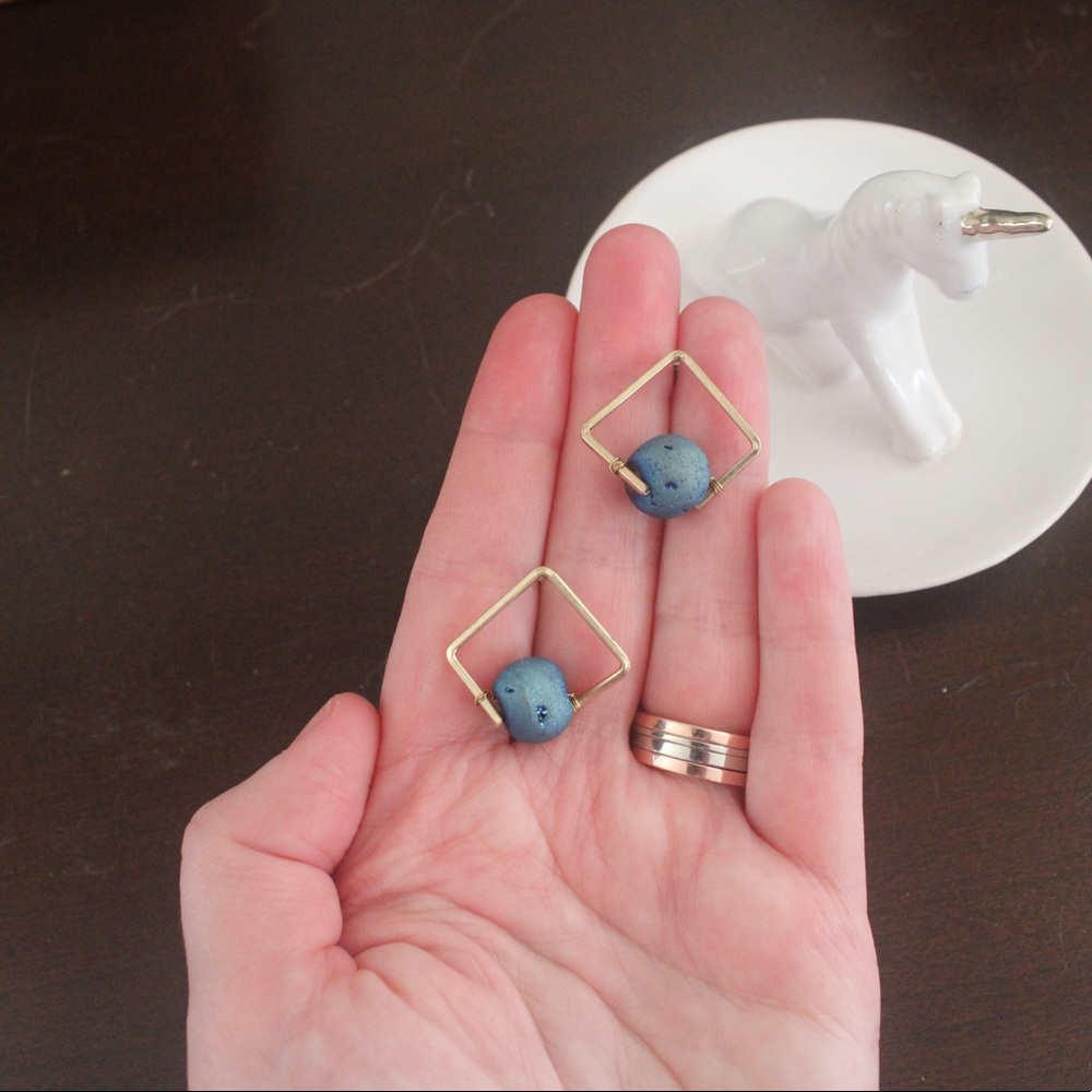 Druzy Statement Stud Earrings